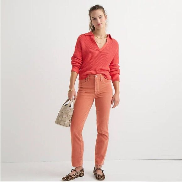 J. Crew Pants - J. Crew Vintage Slim Straight Corduroy Pant AB651 Size 32 Fireplace Red Pink